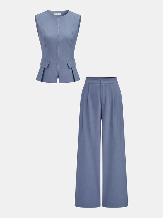 Commense Pants - COMMENSE FULL SET SZ SMALL $62msrp for Sleeveless Vest & Wide-Leg Pants Set